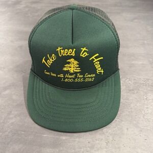 Vintage 90s Tree Logger Snapback Hat Green Trucker Cap Parody Farm‎ Chore Work
